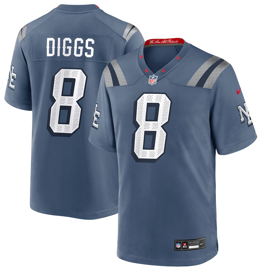 Men New England Patriots #8 Diggs Nike 2025 Rivalries blue Limited Jersey->new england patriots->NFL Jersey